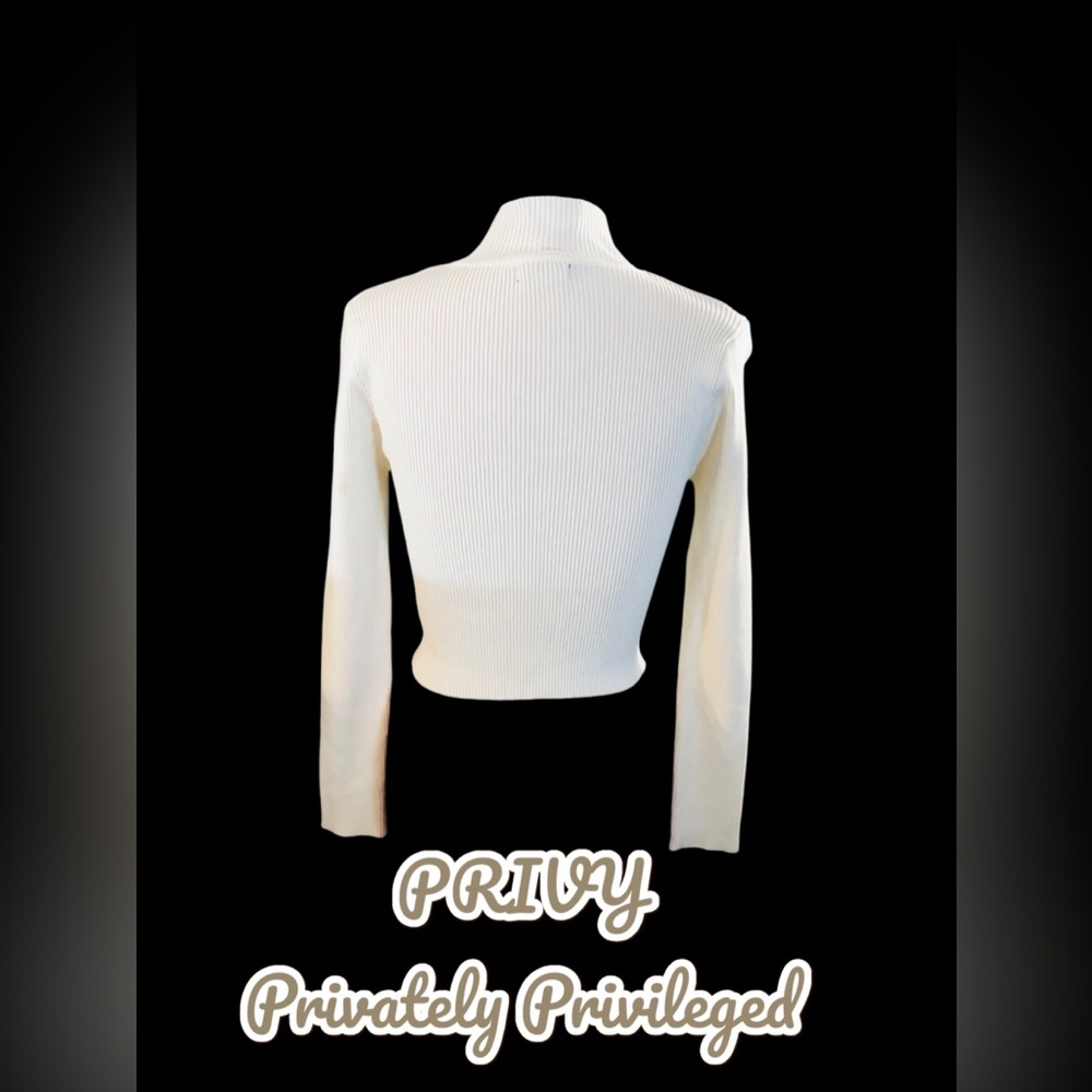 PRIVY•PRIVATELY PRIVILEGED•NWT•CROPPED•GOLD CHAIN ACCENT•LONG SLEEVE - Picture 3 of 7